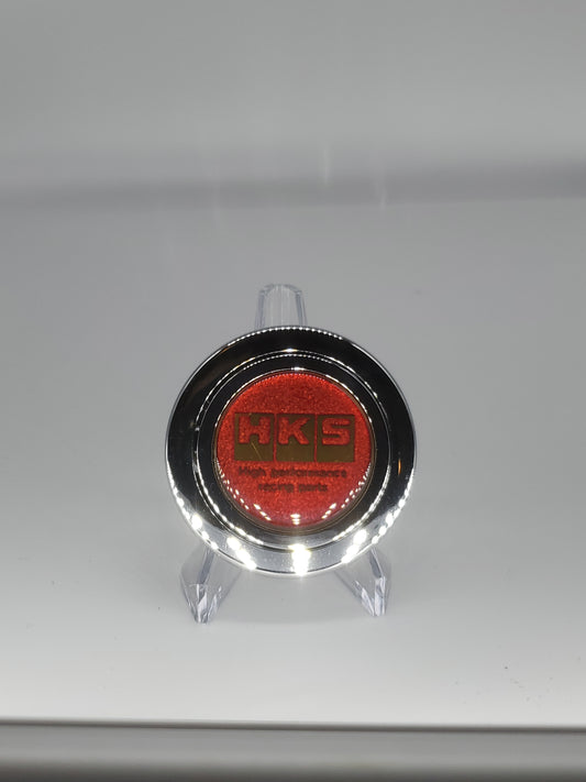 HKS Red Glitter button